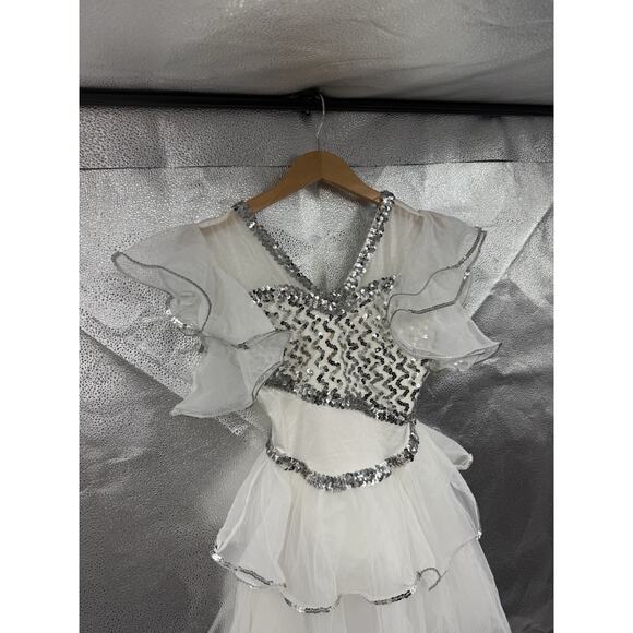 Vintage 1980’s Art Stone White Sequin Ballet Costume Leotard Dress Adult Medium - Picture 3 of 10